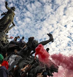 Protesta estudiantil a la plaça de la República de París, el passat 6 d’octubre